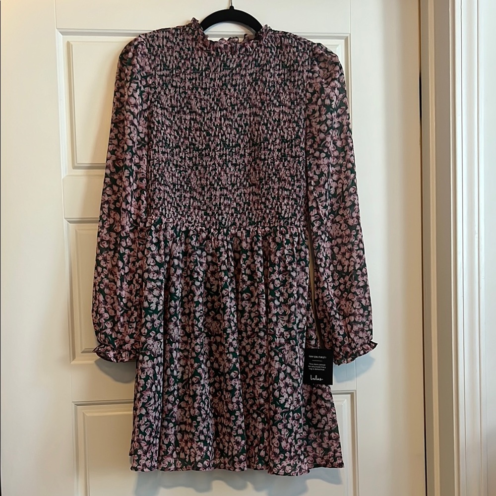 lulus Floral Pink and Green Dress